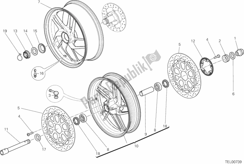 Todas as partes de Rodas do Ducati Multistrada 1200 ABS USA 2014